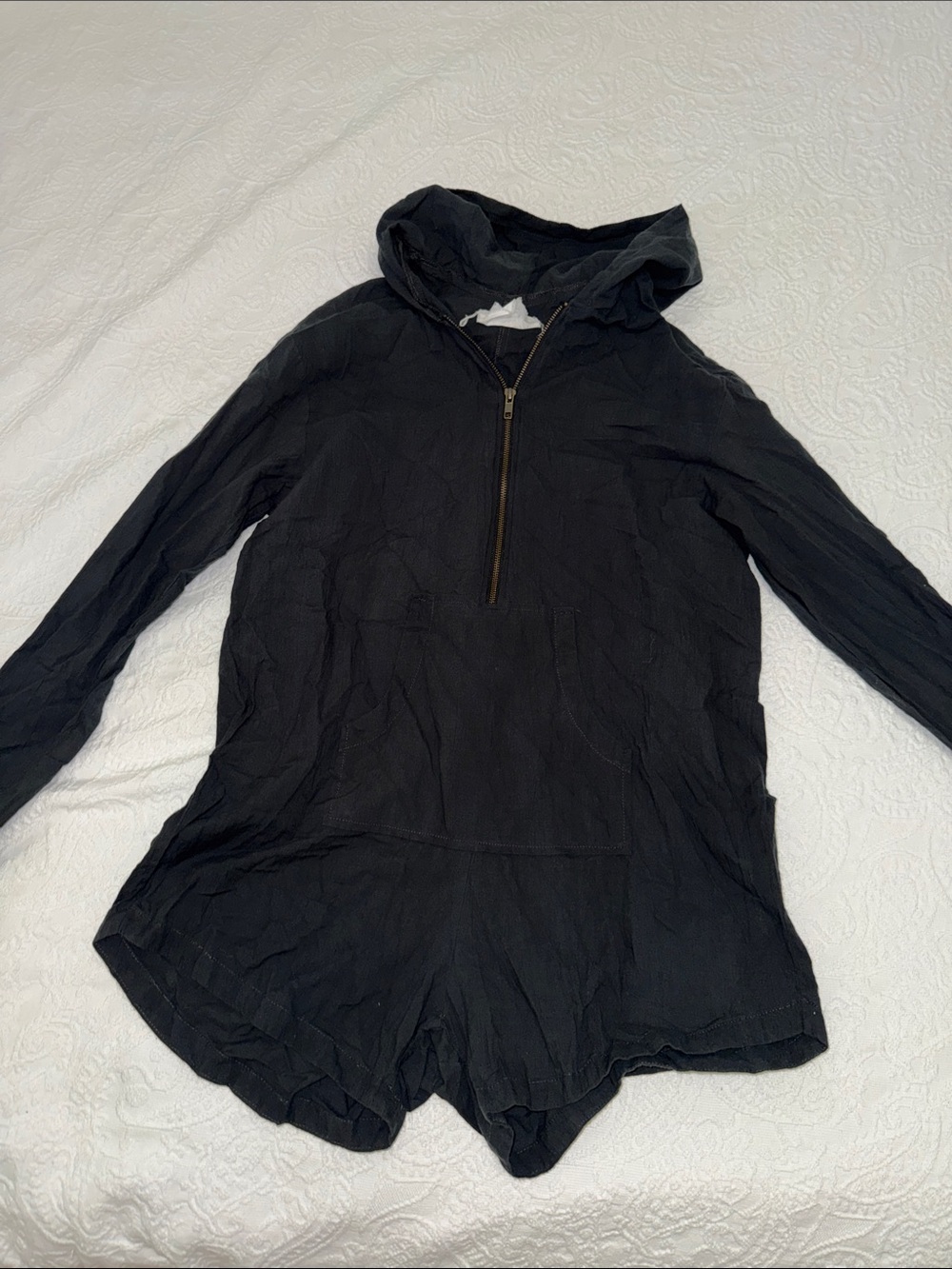 acacia swimwear Black Hooded Zip-Front Romper
